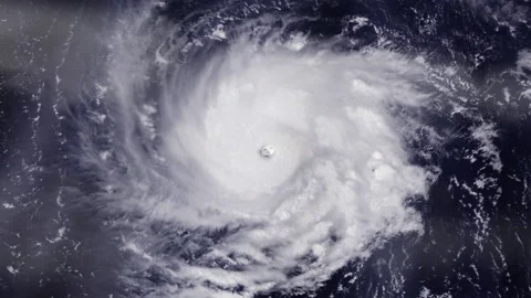 Destructive Hurricane Tornado over the Ocean. Satellite View.   Stock Footage 140293746