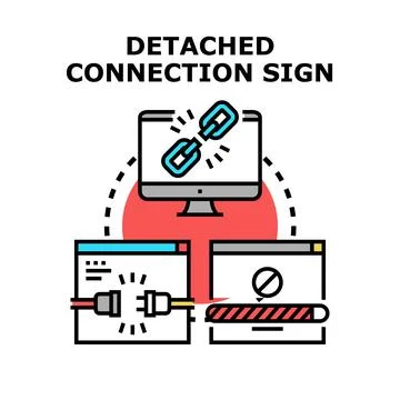 Detached connection sign with broken chain linking services Stock-Illustration