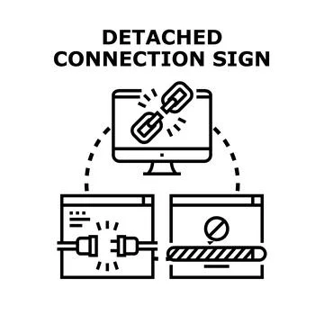 Detached connection sign with broken chain linking services Stock Illustration