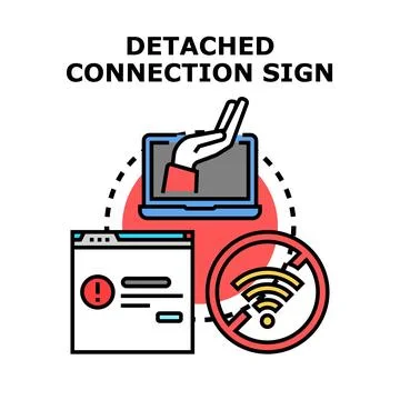 Detached connection sign indicating internet network problem Stock Illustration