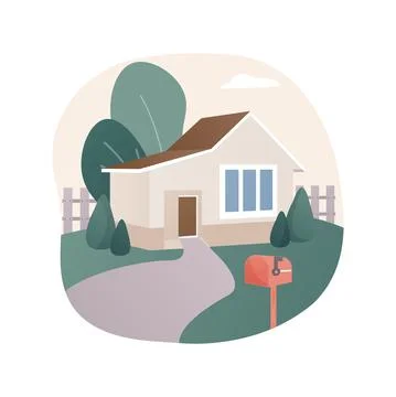 Detached house abstract concept vector illustration. Ilustración de archivo