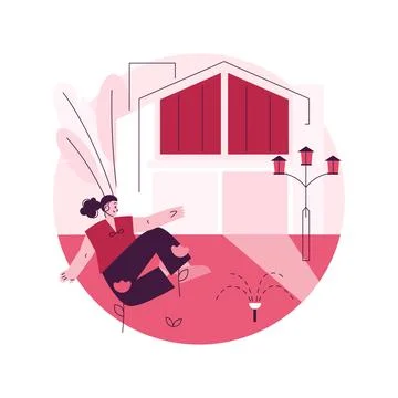 Detached house abstract concept vector illustration. Ilustración de archivo