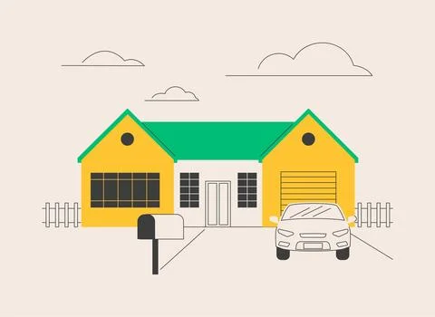 Detached house abstract concept vector illustration. Ilustración de archivo