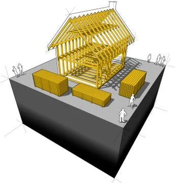 Detached house framework diagram Stock Illustration