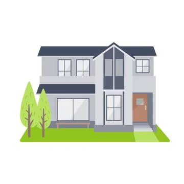 Detached house with garden Illustrazione stock