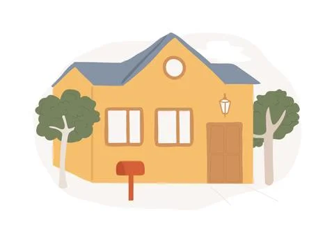 Detached house isolated concept vector illustration. Stock Illustration