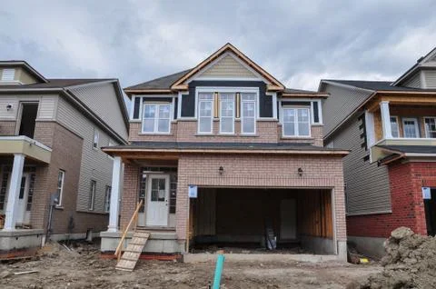 Detached house under construction Stock Photos