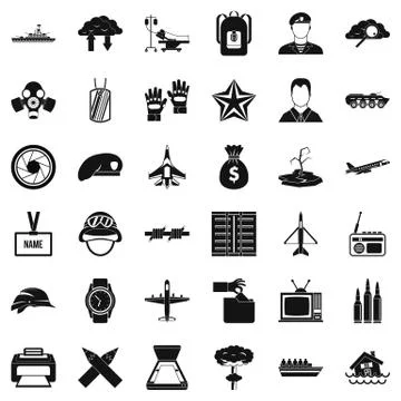 Detachment icons set, simple style Stock Illustration