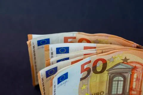 Detail of 50 euro banknotes Stock Photos