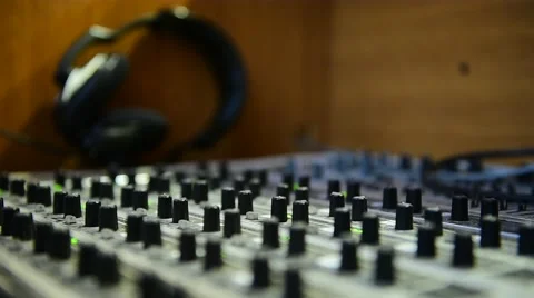 Detail with adjusting knobs on a professional audio mixer 스톡 동영상 67731421