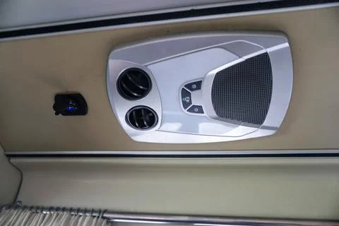 Detail of the air conditioning vent module and reading light on a passenger bus Fotos Stock