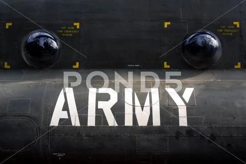 Detail of American Army Helicopter Fuselage from the Vietnam War Stock Photos