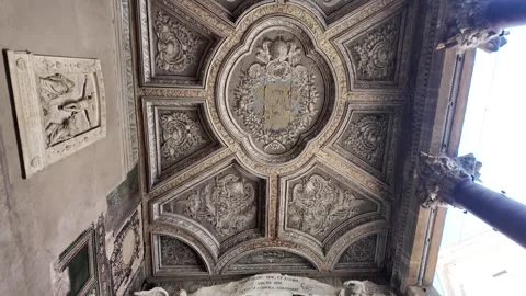 Detail of the ancient mosaic ceiling in the Chapel of San Venanzio in Rome Stock Footage 337411885