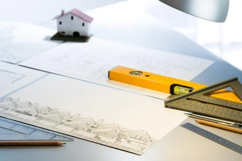 Detail of architectural documents. Stock Photos