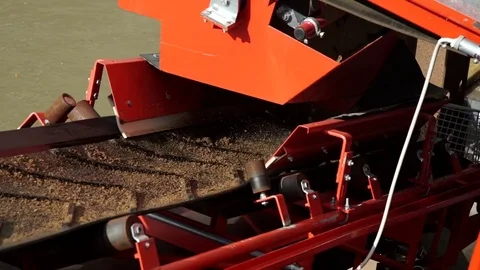 Detail of an assembly line. About construction, industry, sand, platform Stock Footage 71096745