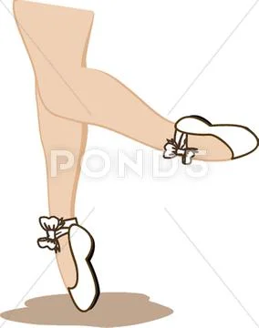 Detail of ballet dancer's feet isolated on white Stock Illustration