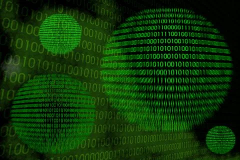 Detail of a binary code computer virus 库存插图