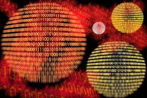 Detail of a binary code computer virus Illustrazione stock