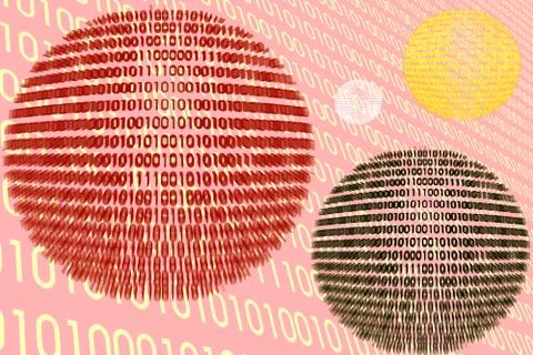 Detail of a binary code computer virus Illustrazione stock