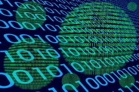 Detail of a binary code computer virus Illustrazione stock