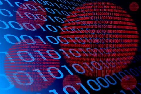 Detail of a binary code computer virus Illustrazione stock