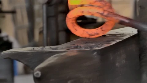 Detail of blacksmith at work Stock Footage 125948031