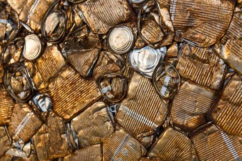Detail of a block of rusty compacted cans Stock Photos