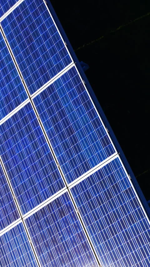 Detail of blue solar panel cells with visible grid lines Vertical video. 스톡 동영상 338008093
