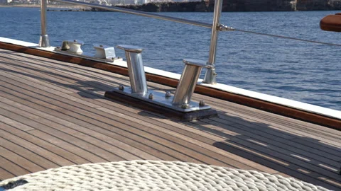 Detail of Boat as it Sails Through Mediterranean Sea Stock Footage 210217385