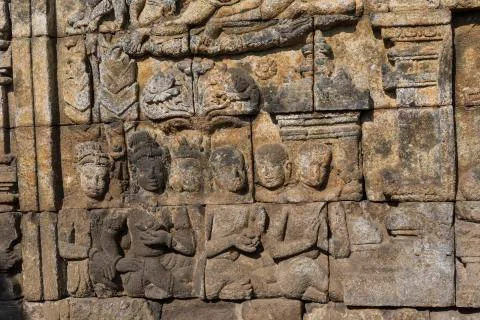 Detail from Borobudur temple at Central Java in Indonesia Stock Photos