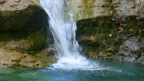 Detail bottom of a waterfall. 4k resolution. Stock Footage 308403790