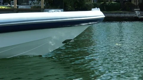 Detail of the bow of a RIB navigating slowly Stock Footage 74181462