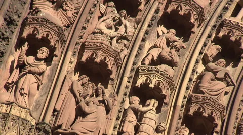 Detail of breathtaking Strasbourg Cathedral Stock Footage 59186004