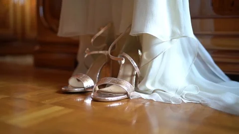 Detail of the bride's shoes. Stock Footage 100233057