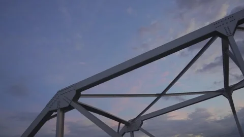 Detail of a bridge with sunset in the background Stock Footage 293179726