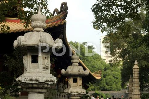 Detail of a Buddhist temple Stock Photos