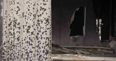 Detail of Burned Out Home Interior Stock Footage 89942288