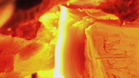 Detail of the burning process, the flames are incandescent and devouring Stock Footage 221463337