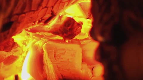 Detail of the burning process, the incandescent and devouring flames creep up Stock Footage 221463276