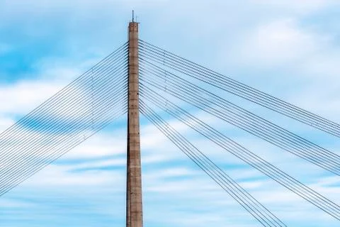 Detail of the the cable-stayed bridge in Riga Stock-Fotos