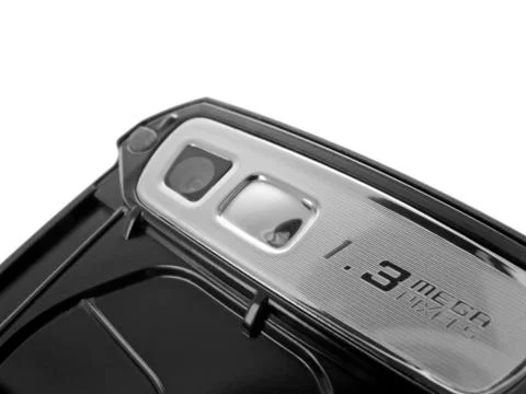 Detail of the camera on a modern camera phone Stock Photos
