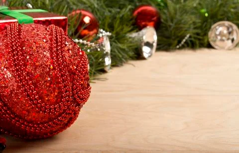 Detail of a christmas ornaments on the floor Stock Photos
