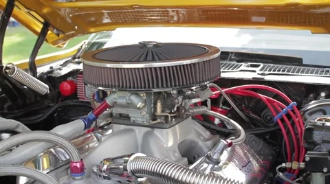 Detail of Classic Car Engine Stock Footage 58111779