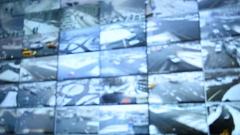 Detail clip with security surveillance monitors command center Vídeos de archivo 88556889