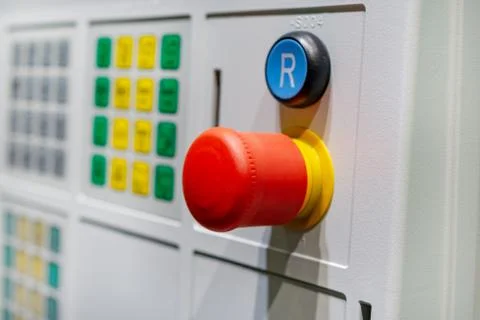 Detail of CNC machine control panel. Stock Photos