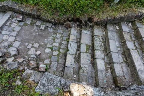 Detail of cobblestone path Foto stock