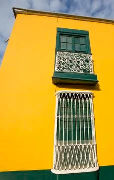 Detail of colonial window and architecture in Trujillo - Peru Stock Photos