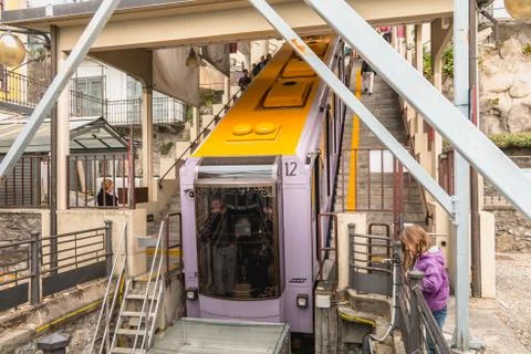 Detail of a Como funicular station on a fall day Stock Photos