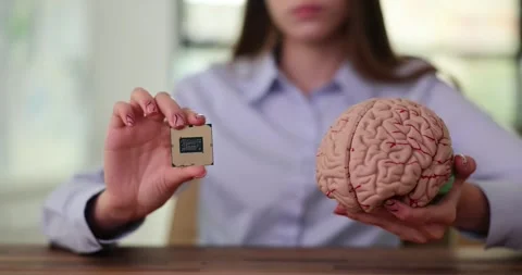 Detail of computer chip in human brain Video stock 251738992