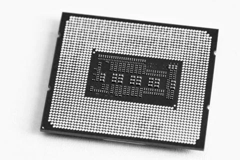 Detail of computer chip - main processor of PC architecture system monochrome Stock Photos